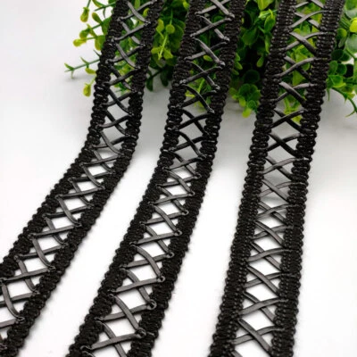 1.2"/3cm Black PU Leather With Cross Mesh Lace Costume Sandals DIY - Image 1 of 4