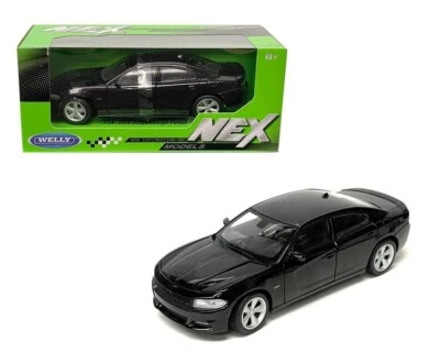 2016 Dodge Charger R/T 1/24 Scale Diecast Model by Welly - BLACK w/ BOX - Image 1 of 4