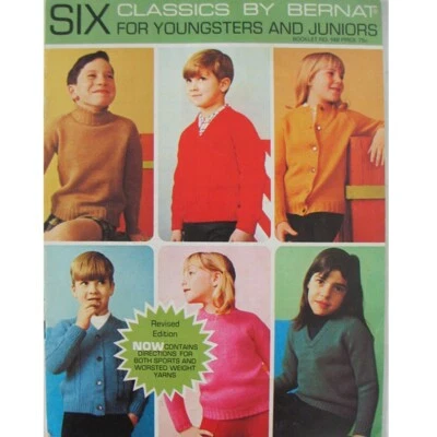6 Classics By Bernat for Youngsters & Juniors Knitting Instruction Booklet #148 - Image 1 of 4