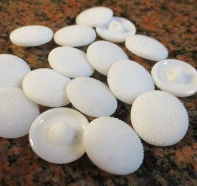 Set of 12~Vintage  7/8"  Wedding White  Dimple Dot Glass Buttons ~new/old stock - Image 1 of 4