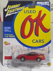 Johnny Lightning OK USED Cars 1997 Pontiac Firebird T/A WS6 Red PEGHOOK CREASED - Picture 1 of 9
