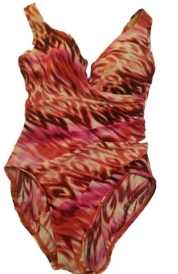 TRAJE DE BAÑO MILAGROSO ESCAPE 1 PIEZA ROSAS NARANJA BLANCO TALLA 10 Foto 1 de 3