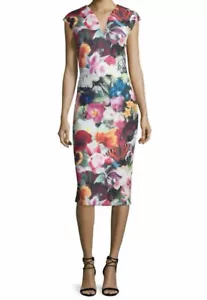 Ted Baker Odeela Floral Pencil Dress 2/AU 10 Excellent Condition Stretch - Picture 1 of 8