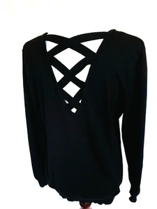 LOVE ELLIE Stretch-Pullover mit Gitterrücken schwarz, XL - Bild 1 von 12