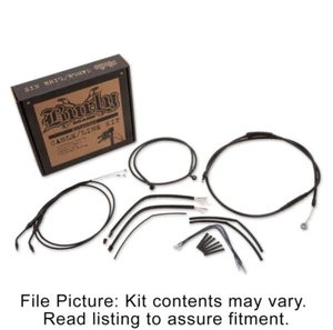 Burly Black Vinyl Extended Cable Kit 16" Bars Harley Sportster 97-03 Single Disc - Picture 1 of 2