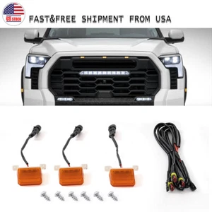 3PCS Front Grille LED Lights Amber Marker Lamp For Toyota Tundra 2022-2024 US - Picture 1 of 12