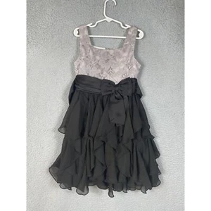 Rare Editions Girls Gray And Black Holiday Dress Christmas - Picture 1 of 12