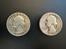 1947 D Washington Quarters - Lot Of 2 - 90% Silver - Exact Coins Shown