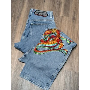 JNCO Jeans USA Dragon Embroidered Carpenter Denim Hose Vintage 32x32 - Bild 1 von 7