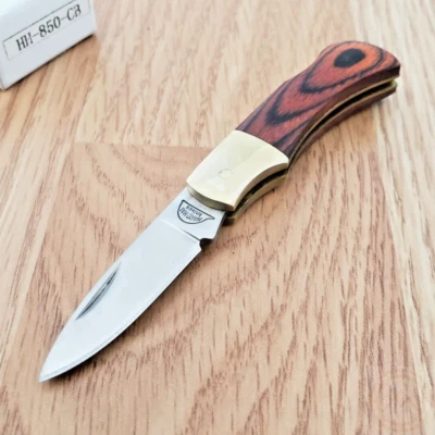 Hard Hat Small Lockback Folding Knife 1.25" Stainless Blade Cocobolo Wood Handle - Image 1 of 4