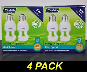 4 x 5W Warm White Light Globes Bulbs Lamps 2700K E27 Screw ES Compact Fluoro CFL - Picture 1 of 5