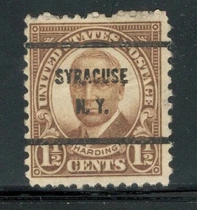 Sc # 684 ~ 1 1/2 cent Harding Issue Precancel, SYRACUSE N. Y. - Picture 1 of 1