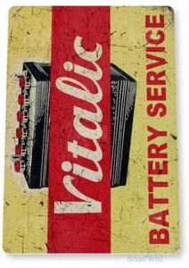 VITALIIC BATTERIESERVICE 11 x 8 BLECHSCHILD AUTO KFZ MECHANIKER WERBUNG - Bild 1 von 1