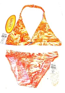 Sunsets Kiki Bay Orange Retro Halter Bikini Swimsuit Medium Top/Small Bottom - Picture 1 of 6