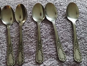 Reppel Cucchiaini Inox 5,5" Lunghi Raro Modello Floreale Pergamena Vintage Argenteria - Foto 1 di 10