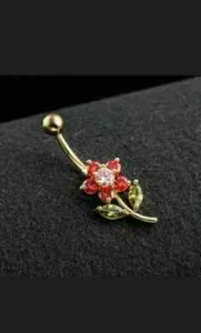 2Ct Round Cut Lab-Created Ruby BellyButton Navel Piercing 14K Yellow Gold Plated - Picture 1 of 4