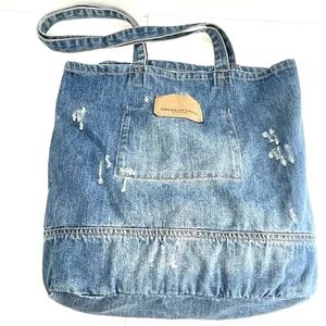 American Eagle Tote Shoulder Bag Distressed Denim - Picture 1 of 11