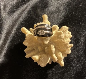 Ring Vintage 60s Inspired Art Neauvou Sterling Silver 925 Size 7 Rhinestones - Picture 1 of 4