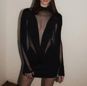 Mugler X H&M HM Mesh-Panelled Mini Dress Black UK 20 22 US 16 18 EUR 48 50 New - Picture 1 of 15