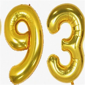 Golden Celebration 93th Helium Jumbo Number Balloons - Vibrant Birthday Decor fo - Picture 1 of 6