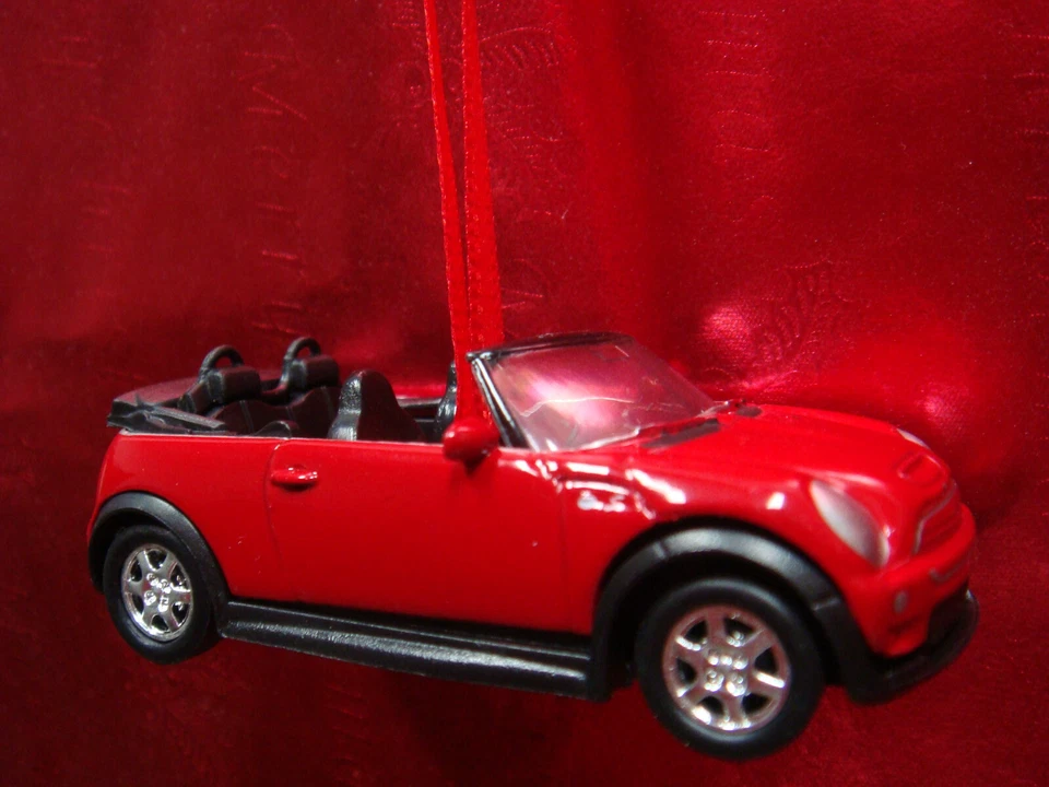 * NEW * MINI COOPER MODEL S BRITISH EUROPEAN CONVERTIBLE RED CHRISTMAS ORNAMENT - Image 1 of 1