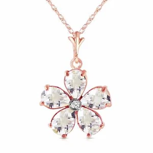Collar de topacio rosa natural de 2,22 quilates de oro macizo de 14""-24"" pulgadas - Imagen 1 de 5