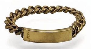 VINTAGE Gold Tone Solid Brass Men's ID Chain Link Bracelet It Is Blank New - Picture 1 of 3
