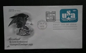 US FDC # U586 Revalued 16cent Embossed Stamped Envelope 1978. - Picture 1 of 6