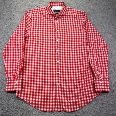 Kent & Curwen Shirt Mens Extra Large Red Gingham Check Long Sleeve Button Down - Image 1 of 4