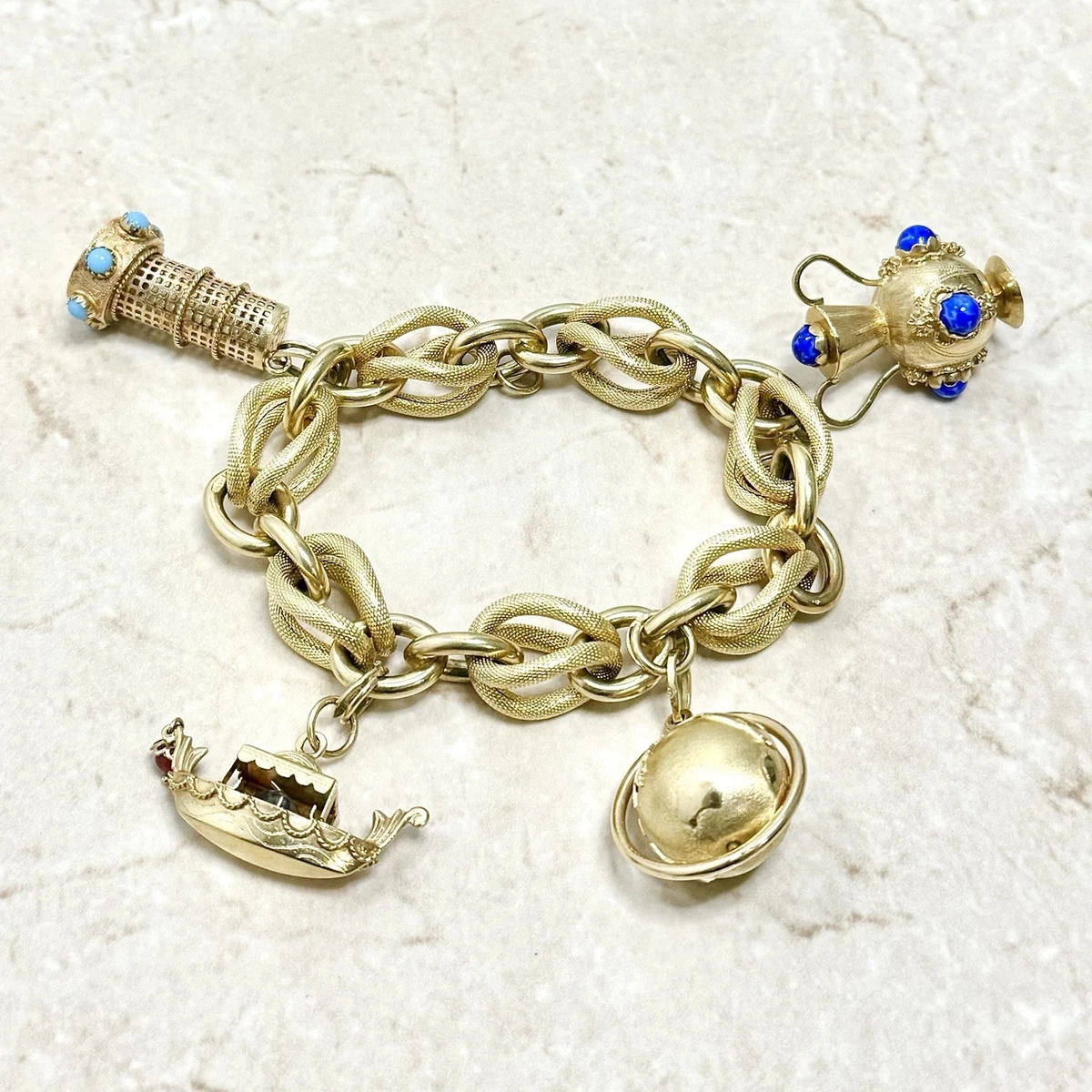 18k Gold Charm Bracelet In Vintage & Antique Fine Charms & Charm