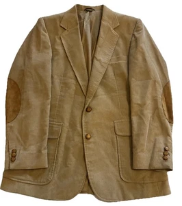 Blazer de Pana Haggar Años 80 De Colección Hombres 40R Bronceado Abrigo Deportivo Gamuza Codo Parche Chaqueta - Imagen 1 de 13