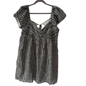 Mini Vestido XL American Eagle Algodón Blanco y Negro Guinga Muñeca Bebé - Imagen 1 de 5