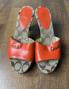 Sandalias Coach Kathie de cuero naranja con logotipo de firma zapatos para mujer talla 8,5B - Imagen 1 de 12