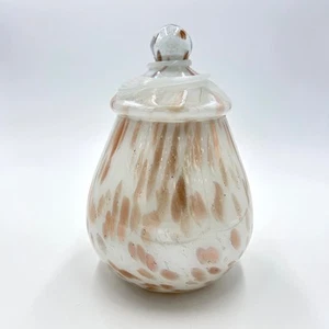 Salpicaduras blancas sopladas a mano Silvestri Murano con manchas doradas tarro de vidrio con tapa - Imagen 1 de 9