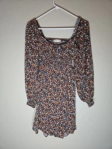 Altar'd State Mini Dress Size M Ditsy Floral Smocked Open Back Boho Cottage - Picture 1 of 10