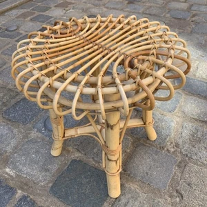 Hocker Italien im Stil von Franco Albini Italy Rattan Bambus vintage Midcentury - Bild 1 von 7