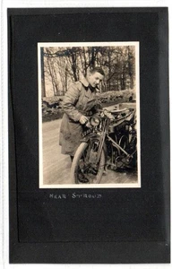 Vintage photograph of a motorcycle and rider near Stroud, Gloucester (C92749) - Picture 1 of 1