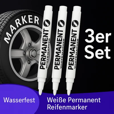 Weißer Reifenmarker  Permanent Marker Reifenstift Weiss  für Reifen Wasserfest - Bild 1 von 4