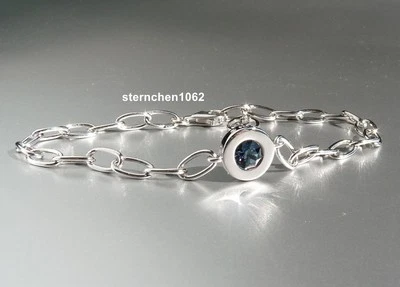 Armband * 925 Silber * rhodiniert * Kristall Stein blau - Bild 1 von 4
