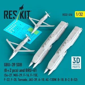 1/32 Reskit RSK32-0516 GBU-39 SDB (8 pièces) et BRU-61 (2 pièces) modèle imprimé en 3D ki - Photo 1/3