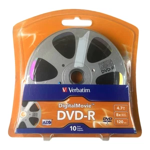 Verbatim Digital Movie 4.7GB 8x Recordable DVD-R Ver.2.0 Discs 10 Pack 120 Min - Picture 1 of 6