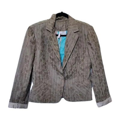Blazer Tom K Nguyen Anthropologie Marrón Floral Estampado Fresa Rayas Talla 10 Foto 1 de 4