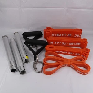 Home Gym Widerstandsband Bar Kit - Chromstange 4 stapelbare Latexbänder 500 lb - Bild 1 von 9