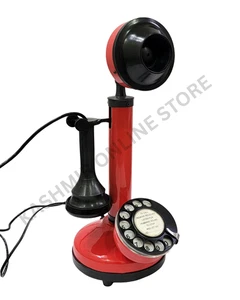 Antique Style Red Candlestick Phone–Vintage Rotary Dial Fully Working Telephone. - Picture 1 of 12