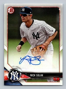 NICK SOLAK AUTOGRAPH RC 2018 BOWMAN YANKEES - Picture 1 of 2