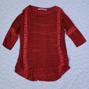 Michael Stars Tie-Dye Hi Low Tunic T-Shirt Red Orange Half Sleeve Womens OS - Picture 1 of 4