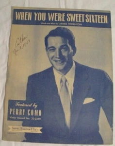 When You Were Sweet Sixteen Piano Sheet Music Perry Como 1944 - Picture 1 of 3