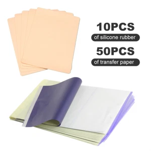 10Pcs Tattoo Practice Skin with Transfer Paper 50Pcs for Tattoo Beginner Artists - Picture 1 of 8