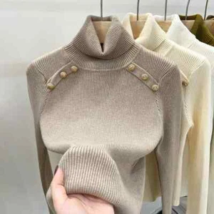 New Cashmere Sweater Women's Turtleneck Long Sleeved Knit Pullover Slim Sweater - Picture 1 of 32
