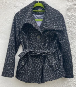 STAR Julien MacDonald Brushed Tweed Animal Print Short Belted Coat UK10 - Picture 1 of 11